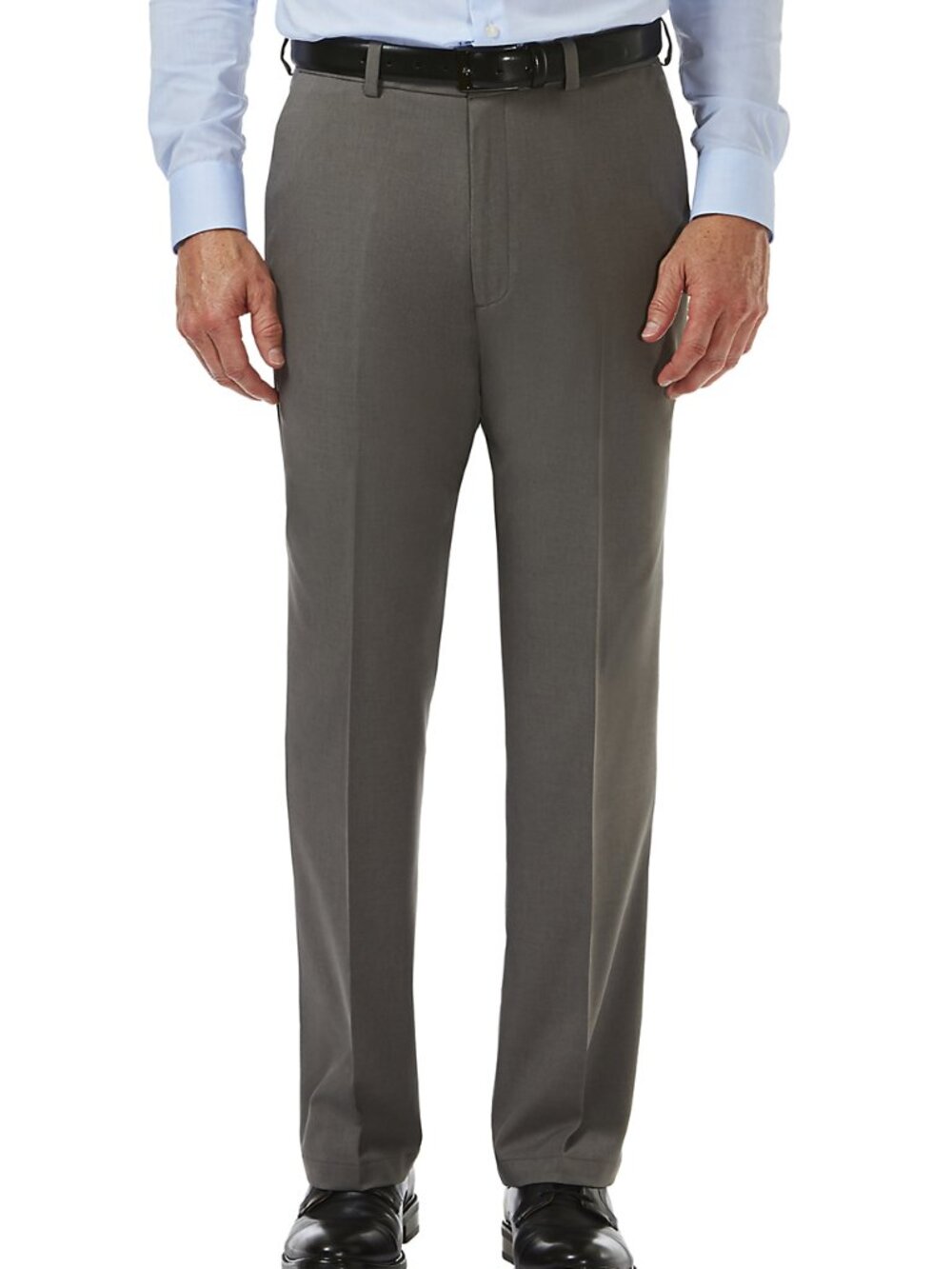 Haggar Cool 18 Pro Classic Flat Front Hidden Expand Waistband Gray Pant 42X32